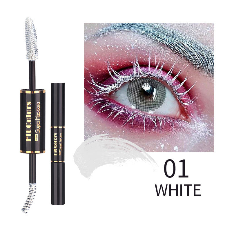 Double-headed Color Mascara Thick Curl More Than Waterproof Not Smudge White Eyebrow Dyeing Pi-Mart