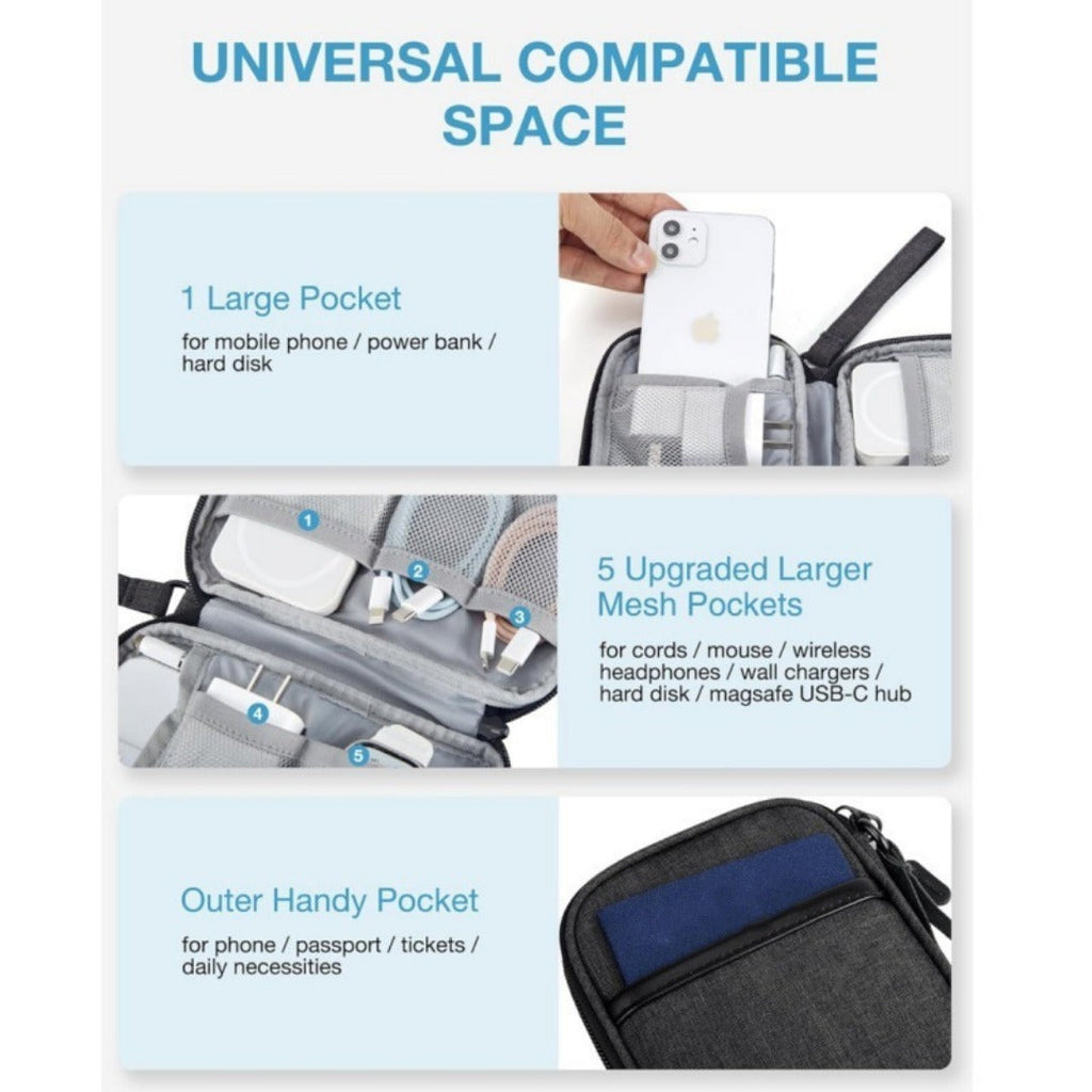 Zip Around Wristlet Wallet for Women, Headphone Cable Storage Bag, Travel Cable Storage Bag, Portable Wire Storage Bag - SJB-DIAMOND ELITES