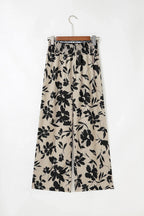 Blue Floral Smocked Frill Waist Wide Leg Pants