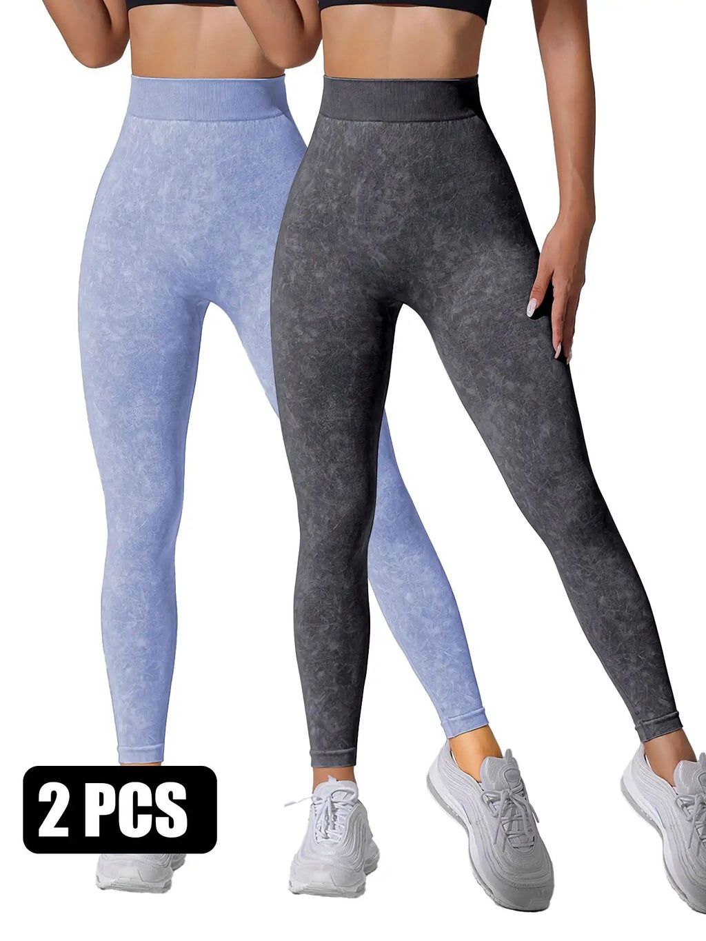 2 Pieces High Waist V Back Yoga Pants Tummy Control Running Workout Tight - SJB-DIAMOND ELITES