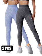 2 Pieces High Waist V Back Yoga Pants Tummy Control Running Workout Tight - SJB-DIAMOND ELITES