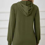 Women's Military Green Casual Sports Hooded Sweatshirt With Drawstring Zipper Jacket, Lightweight Top - SJB-DIAMOND ELITES