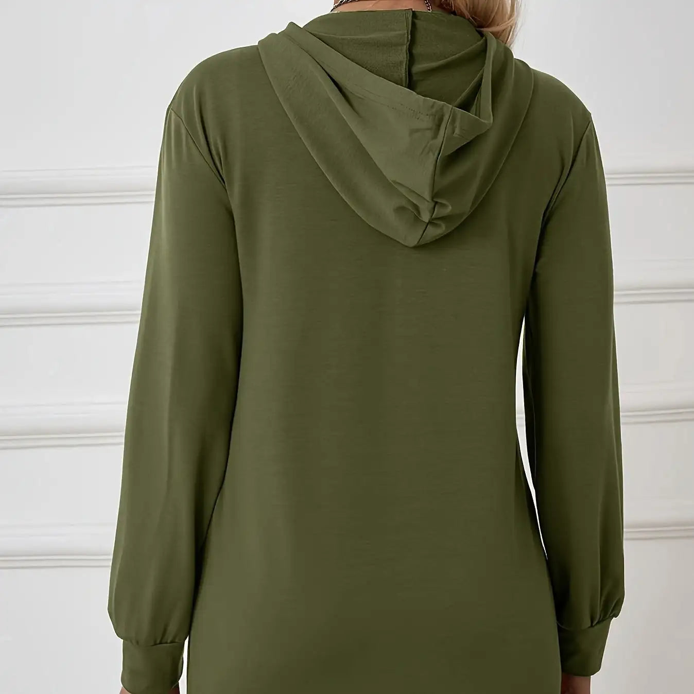 Women's Military Green Casual Sports Hooded Sweatshirt With Drawstring Zipper Jacket, Lightweight Top - SJB-DIAMOND ELITES