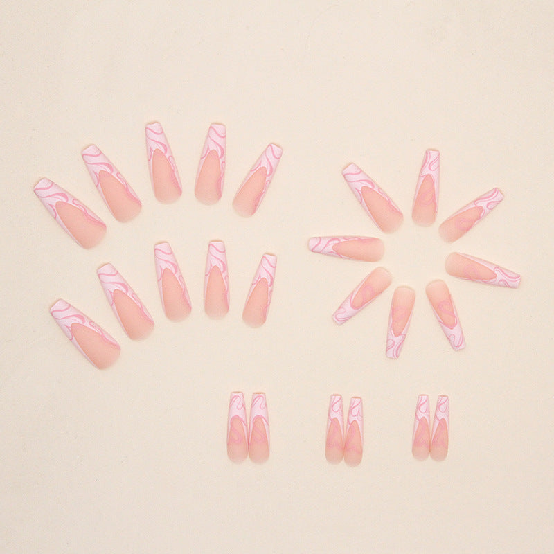 Heart Stripe Fake Nails Pi-Mart