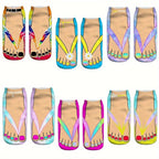 6 Pairs 3D Colorful Toe Slipper Socks, Funny & Trendy Low Cut Ankle Socks, Women's Stockings & Hosiery Lootquake LLC