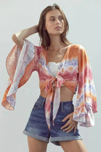 Bell-Sleeve Tie-Dye Crop Top – Flowy Sleeves & Stylish Design - SJB-DIAMOND ELITES
