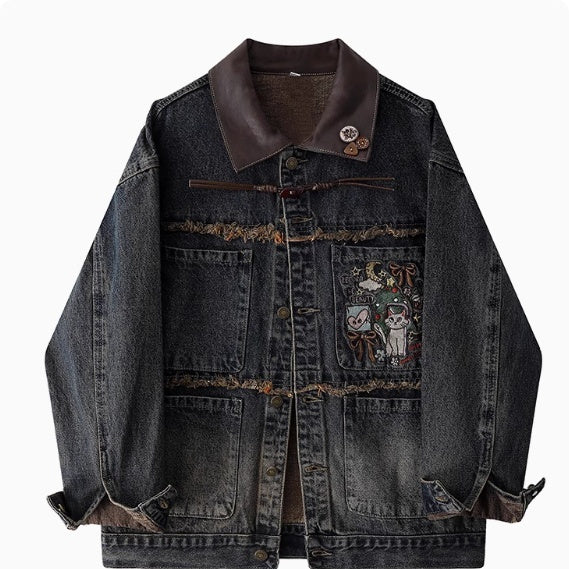 Original Children's Fun Embroidered Brushed Denim Jacket For Autumn Lootquake LLC