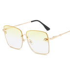 Luxury Square  Modern  WIth  Metal Luxury Bee Sunglasses For  Women and Ladies With  Retro Brand designer Metal Frame Oversized Style And Grandient Glasses - SJB-DIAMOND ELITES