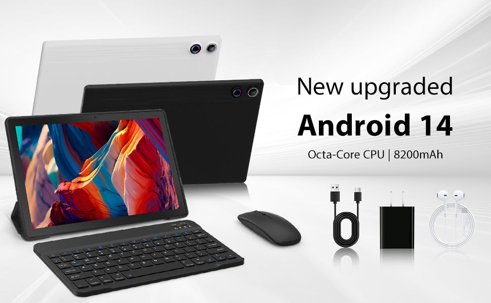 A7L 10.1 Inch Android14 Tablet 14GB RAM 64GB ROM Octa-Core Processor HD IPS WiFi Protective Case Pen Keyboard Mouse Headphone PC Lootquake LLC