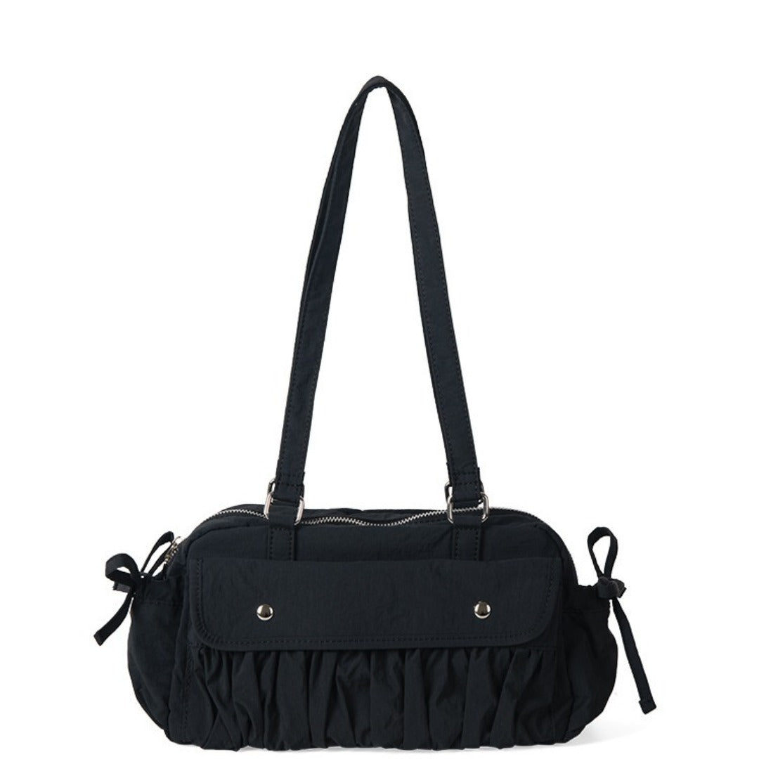 Small shoulder bag for women, pleated nylon underarm bag, baguette bag, fashionable large capacity shoulder bag for women hobo