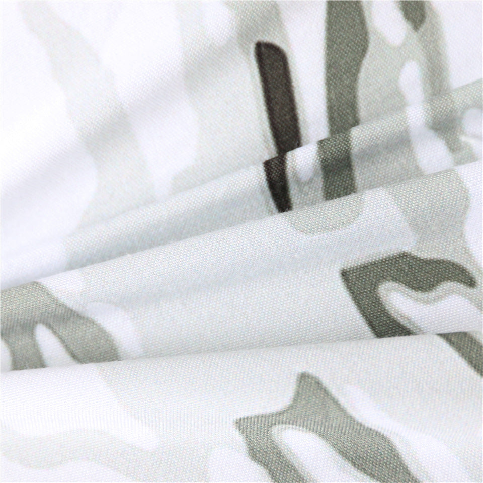 Three-piece Set Of Black And White Printed Bed Linen And Duvet Cover Pi-Mart