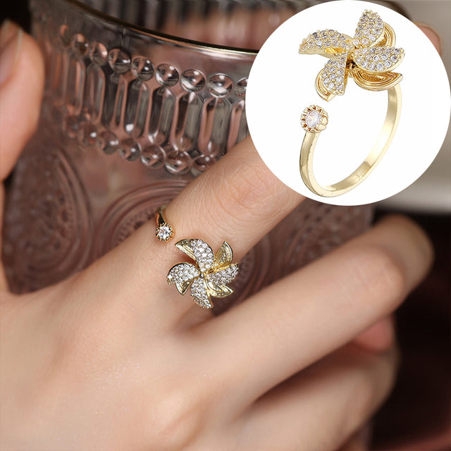 Rotating Four-Leaf Ring - SJB-DIAMOND ELITES