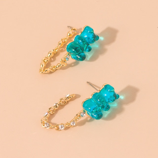 Cute Acrylic Gummy Bear Dangle Earrings Pi-Mart