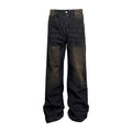 Niche Retro Washed Straight Deconstructed Jeans Lootquake LLC
