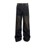 Niche Retro Washed Straight Deconstructed Jeans Lootquake LLC