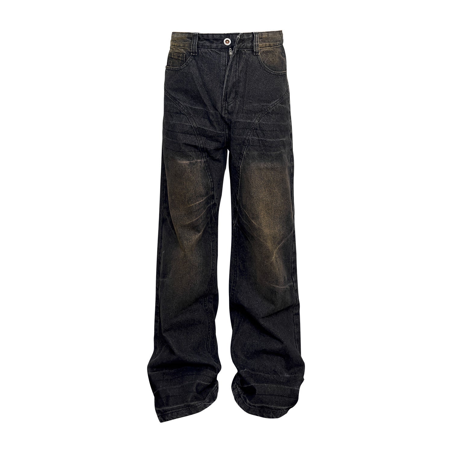 Niche Retro Washed Straight Deconstructed Jeans Lootquake LLC