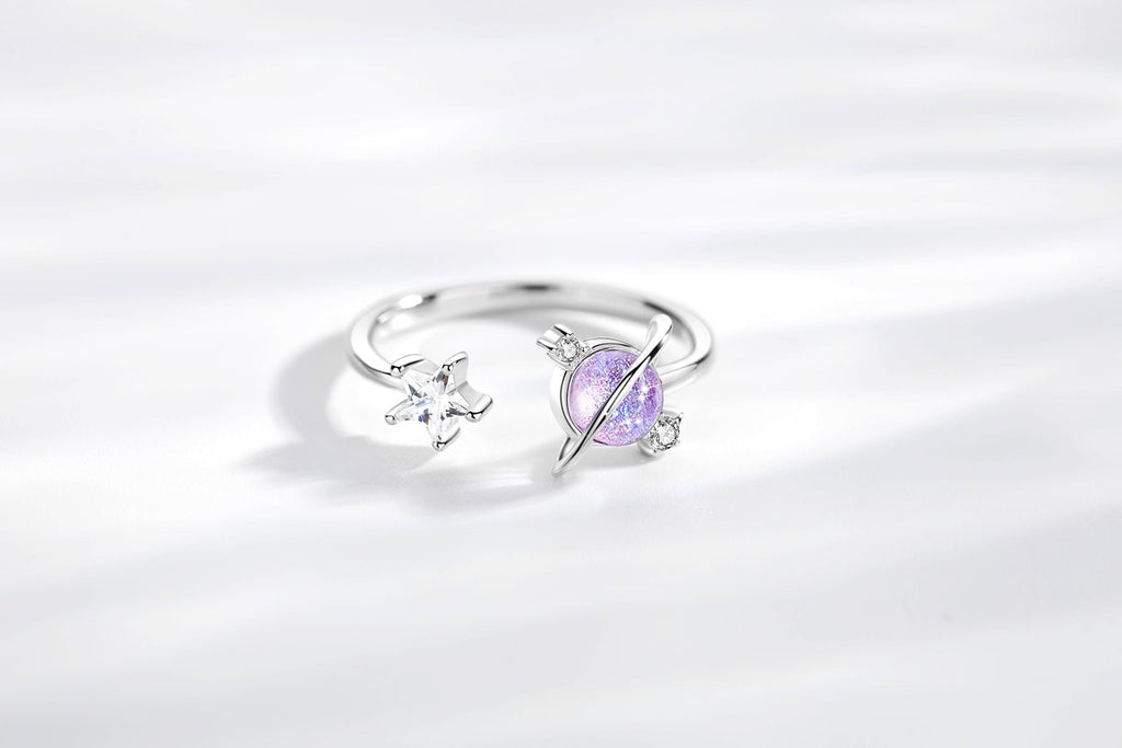 Sterling Silver Planet Love Couple Ring Offsite