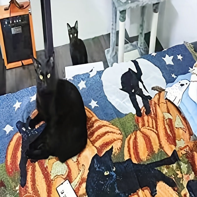 1pc Halloween Blanket Sofa Blanket Fringe Throw Blanket 100% Cotton Lightweight For Chair Sofa Couch Bed Cover Fit Home Cozy Knit Blankets Lootquake LLC