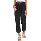 Women's High Waist Pure Color Corduroy Casual Pants Pi-Mart