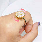 Rotating SUNFLOWER Full Diamond Sunflower Ring Pi-Mart