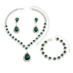 Diamond Necklace Earrings And Bracelet Three Piece Jewelry Set Pi-Mart
