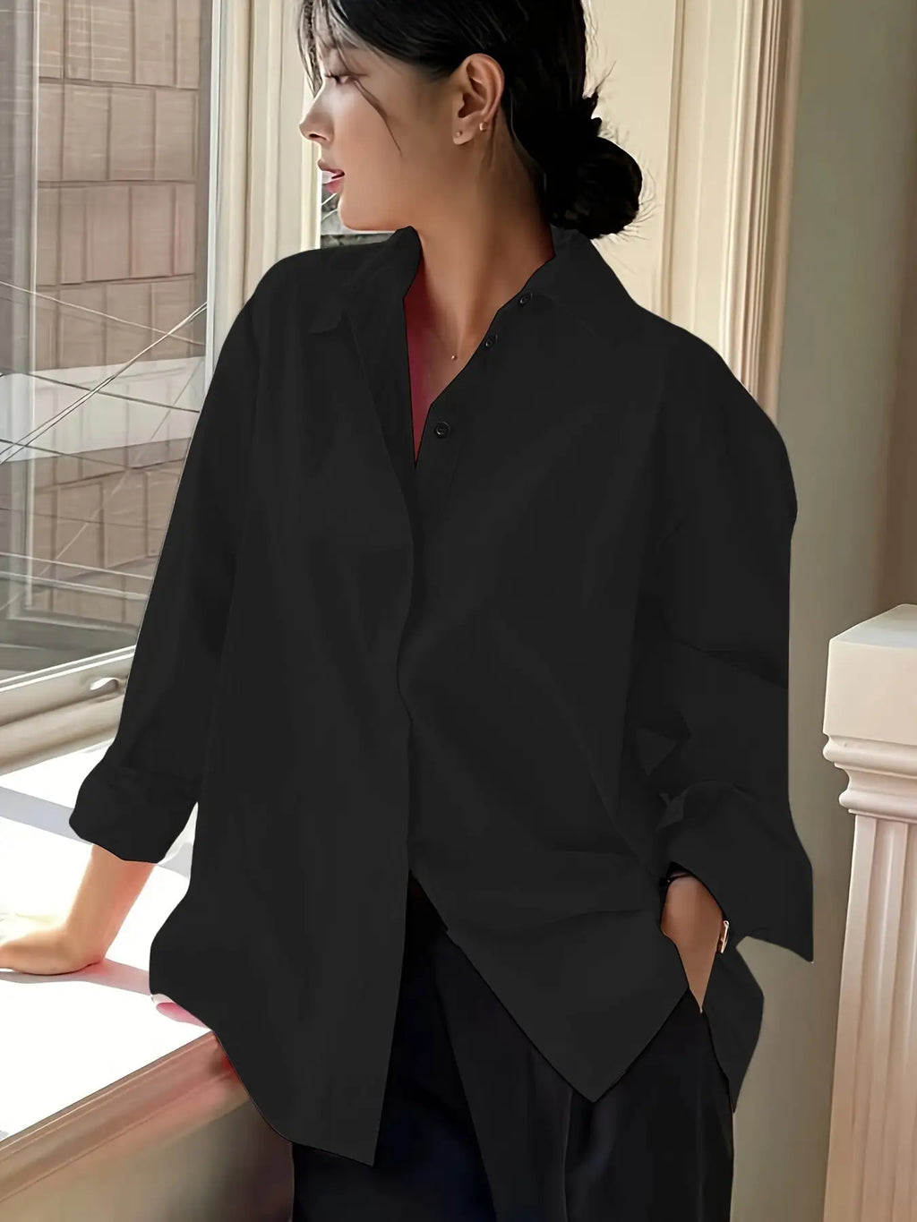 Simple Casual Long Sleeve Solid Color Shirt With Pocket - SJB-DIAMOND ELITES