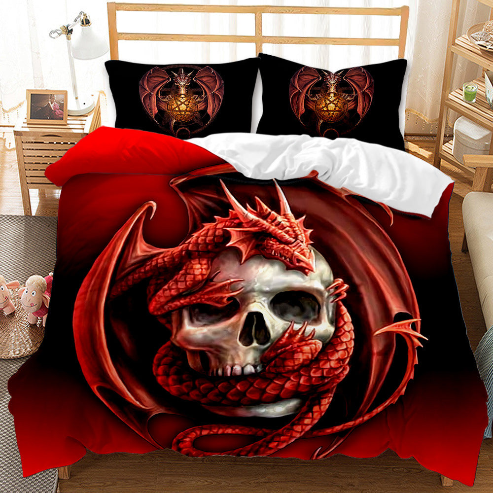 Three-piece Skull Digital Printing Duvet Cover Pi-Mart