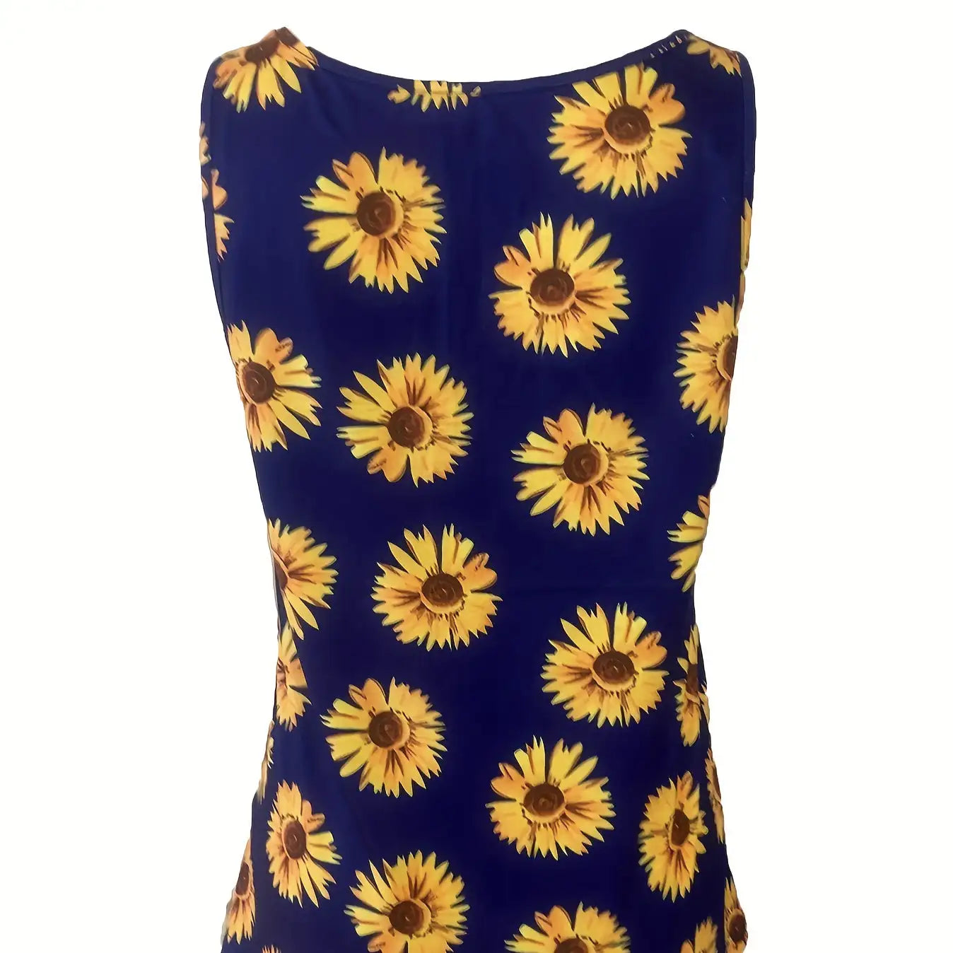 Ladies' Sunflower Print Casual Elegant Style Button Knit Detail Fashionable Vest - SJB-DIAMOND ELITES