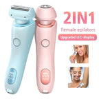 2 In 1 Hair Removal Epilator USB Rechargeable Trimmer Women Body Razor Face Leg Armpit Bikini Hand Pubic Shaver Hair Remover Pi-Mart
