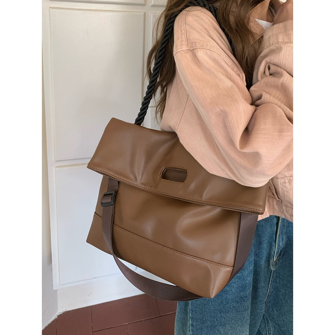 Simple retro brown soft leather commuter hobo bag, shoulder tote bag, design crossbody bag autumn and winter shoulder bag women - SJB-DIAMOND ELITES