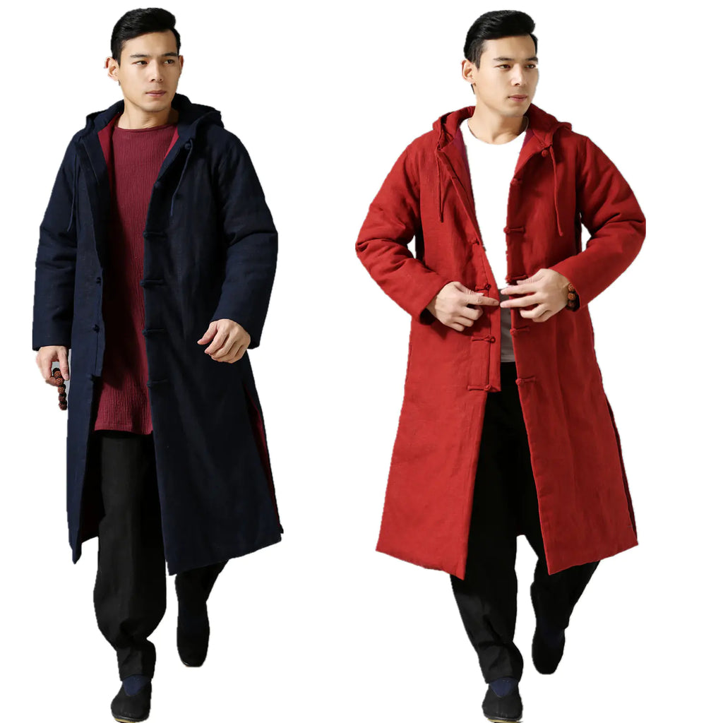 Ethnic Style Cotton Linen Hooded Thick Jacket Pi-Mart