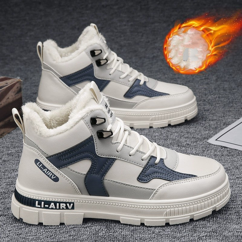Winter Thickened Velvet Warm Ankle Boots Men Outdoor Subzero Anti-cold Anti-ski Snow Boots Outdoor Casual Walking Running Flat Shoes Pi-Mart