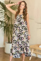 ADORA Floral Grecian Midi Dress - Polyester Elegance | Femstylo