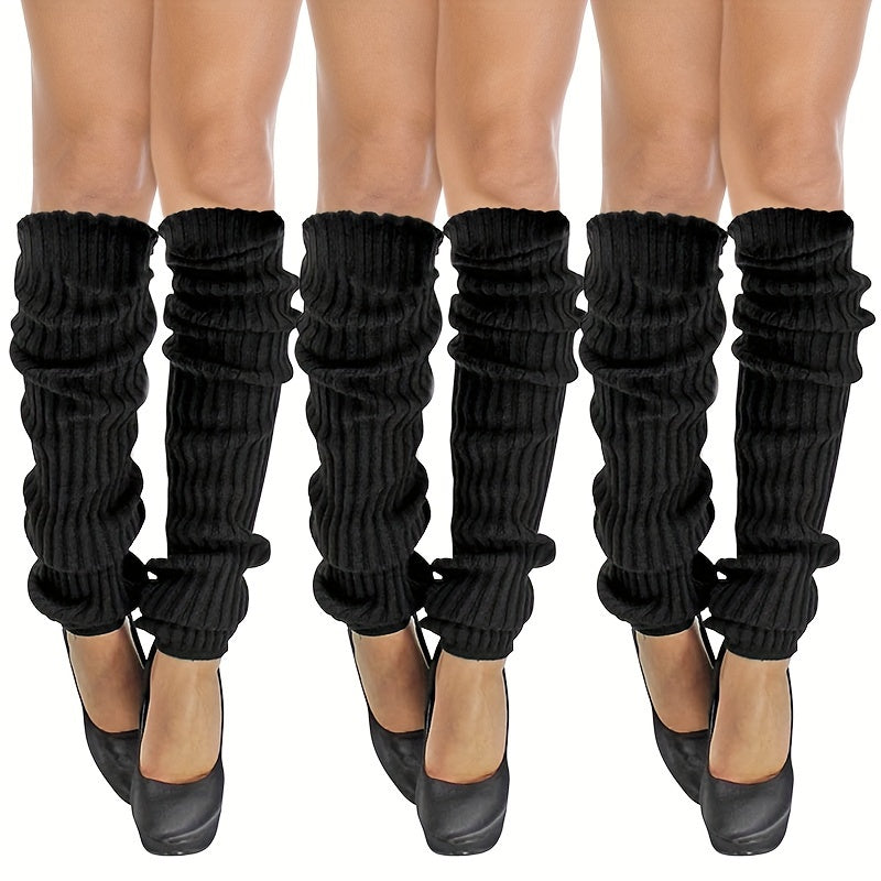 3 Pairs Of Ribbed-knitting Leg Warmer, Fashionable Winter Thermal JK Streetwear Casual Long Leg Warmer Socks For Women And Girls Lootquake LLC