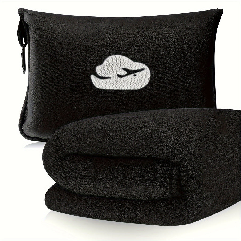 [Hot Selling] Ultra-Soft Embroidered Travel Blanket 2-in-1 with Pillowcase & Backpack Clip - Tear-Resistant, Allergy-Friendly Flannel for All Seasons Lootquake LLC