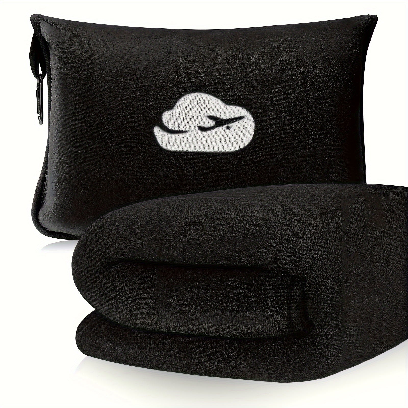 [Hot Selling] Ultra-Soft Embroidered Travel Blanket 2-in-1 with Pillowcase & Backpack Clip - Tear-Resistant, Allergy-Friendly Flannel for All Seasons Lootquake LLC