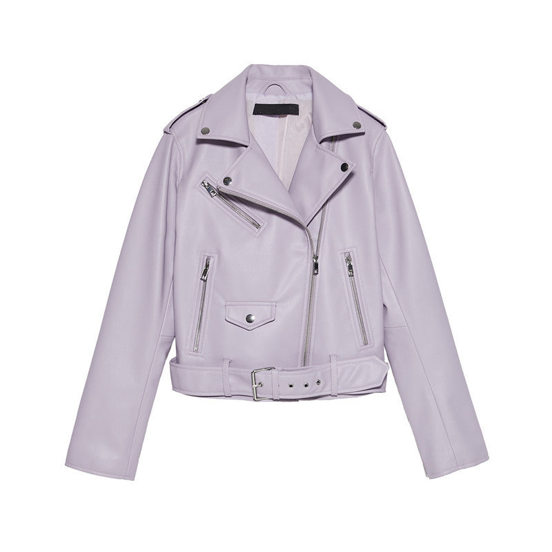 Women's Motorcycle Leather Jackets Autumn New Pi-Mart