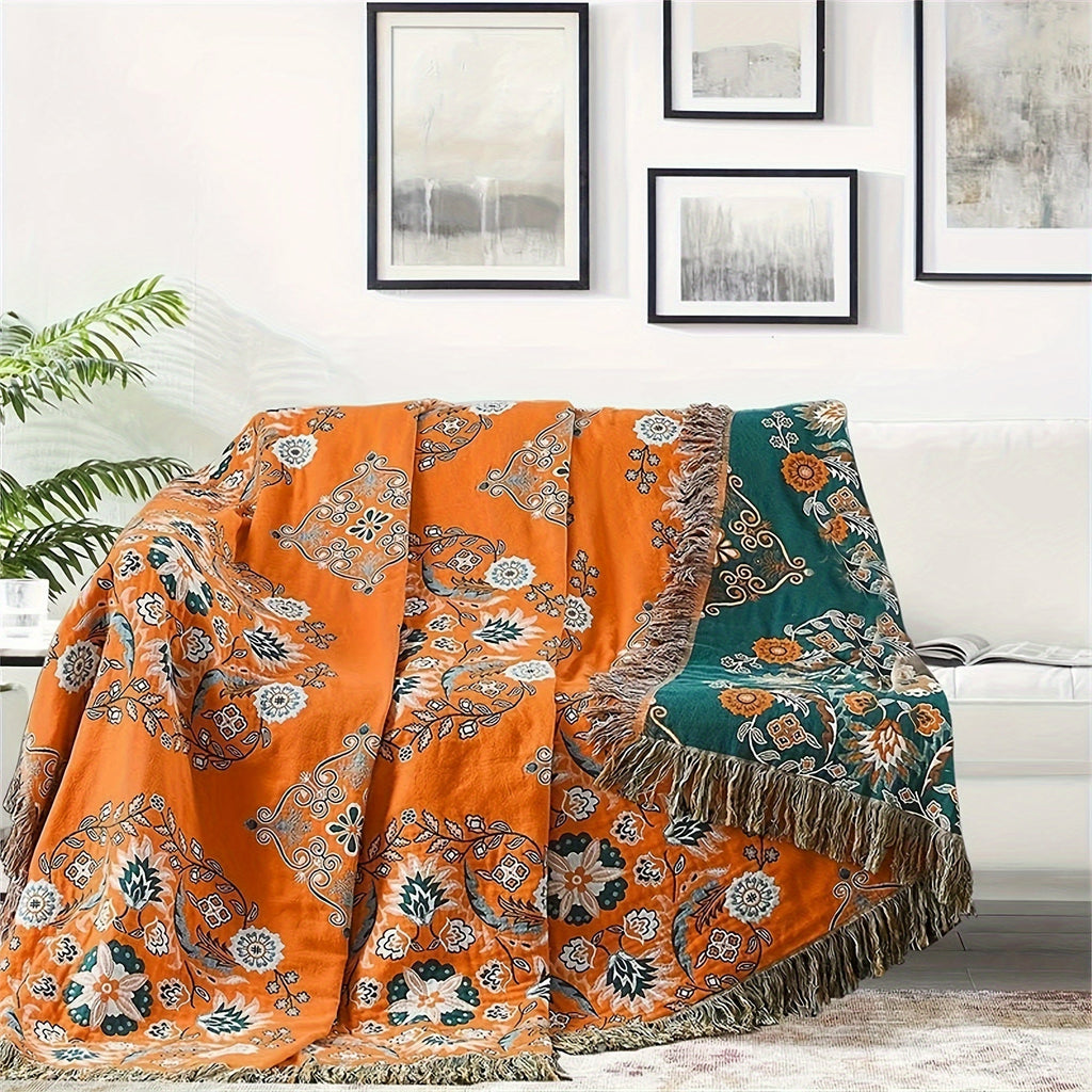 Double-Sided Tassel Sofa Cover for All Seasons - Soft and Durable Sofa Blanket for Ramadan and Beyond Lootquake LLC
