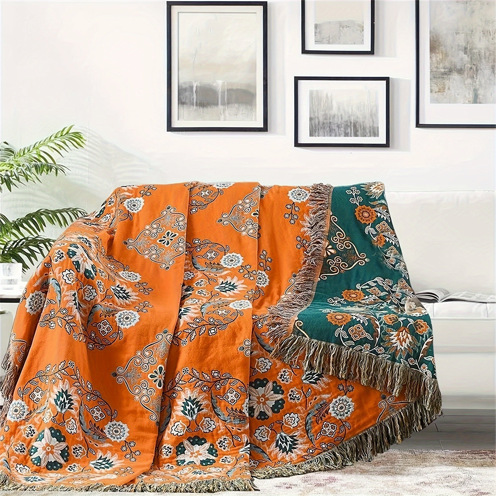 Double-Sided Tassel Sofa Cover for All Seasons - Soft and Durable Sofa Blanket for Ramadan and Beyond Lootquake LLC