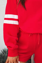 Varsity Stripe Sweatshirt and Short Set THRIXINE