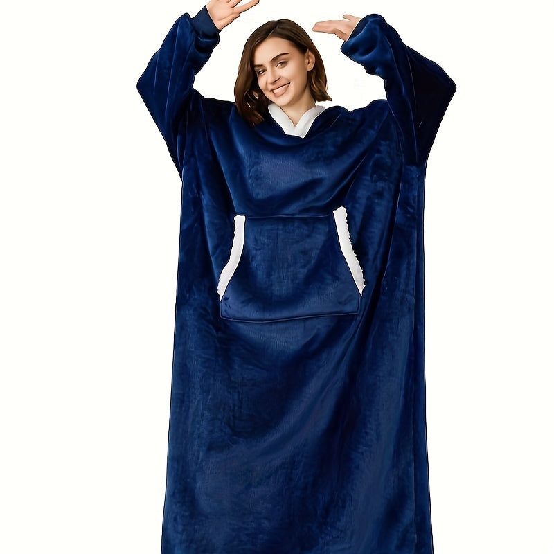 1pc Cozy Wearable Blanket Hoodie - Soft Sherpa Fleece, Huge Pockets, Adjustable Belt, Warm Winter Gift for Women, Men, Girlfriend, Mom - Perfect for Indoor Outdoor Activities Lootquake LLC