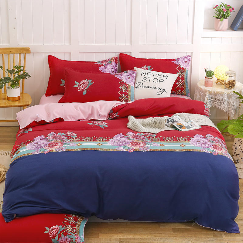 Simple Cotton Sanding Four-piece Set Thickening Small Bed Quilt Cover Pi-Mart