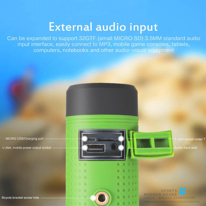 Mini Bicycle Outdoor Bluetooth Speaker Card Radio Flashlight Stereo Handsfree Call Loudspeaker Pi-Mart