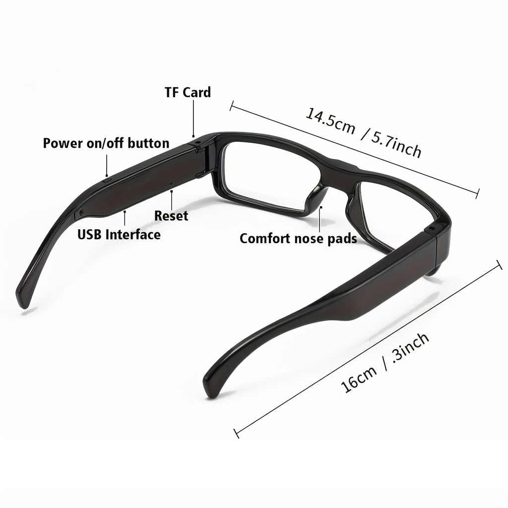 HD 1080P Smart Glasses Camera | Digital Video Recorder, 64GB Memory Card, Black ABS Frame, Rechargeable Battery, Eye Protection, HD Lens, Lightweight & Stylish Design, Sports Action Camera Lootquake LLC