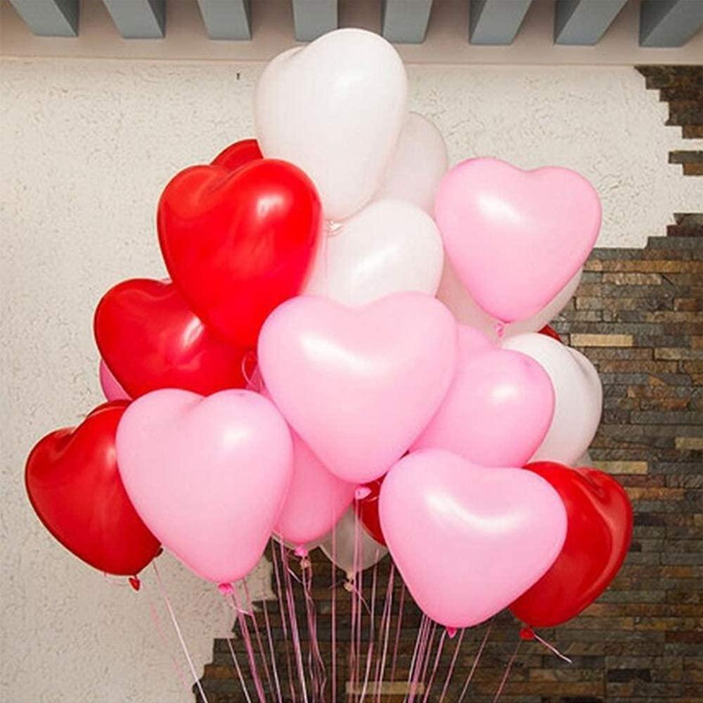 100Pc Red Pink Balloons 10Inch Love Heart Latex Balloons For Wedding Party and Celebration Helium Balloon Valentines Day Birthday Party Inflatable Balloons - SJB-DIAMOND ELITES