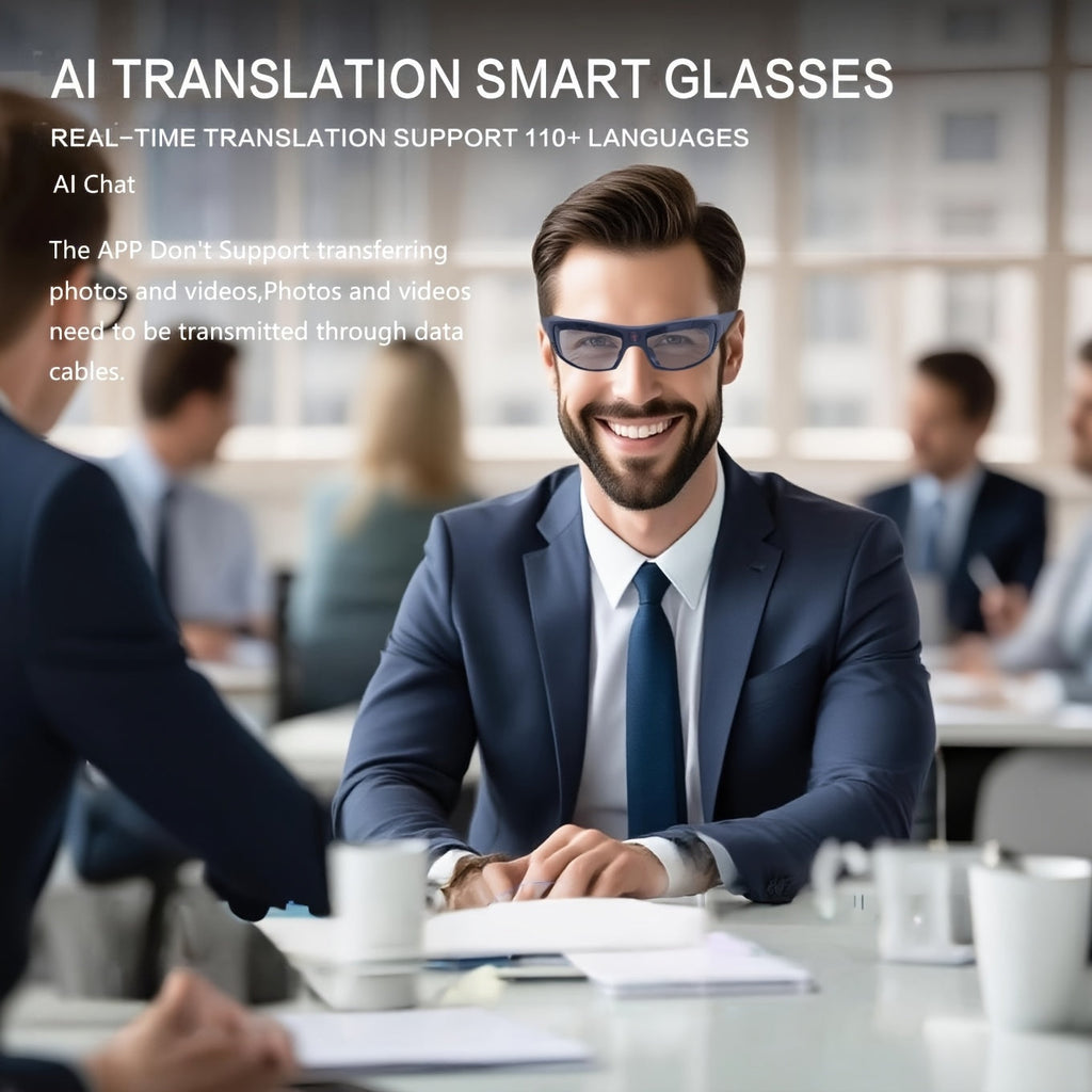 Smart Video Glasses 1080P HD Camera Glasses with Wireless Headset, Open Ear Speaker, AI Real-Time Translation Support 110+ Languages 102° Wide-angle, Sports Outdoor Glasses for Biking, Skiing, Motorcycling, Fishing Lootquake LLC