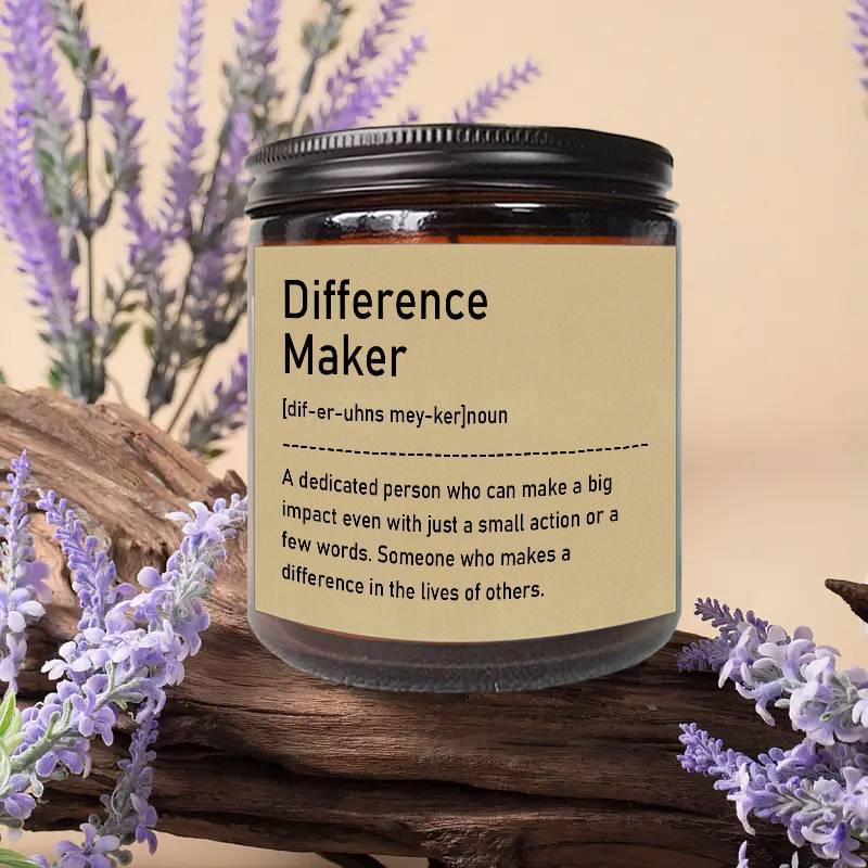 1pc, Lavender Scented Candle, "Difference Maker" Inspirational Quote, 33.81oz Glass Jar with Wick, Bee & Soy Wax, Perfect Gift for Women, Men, Best Friends, Teachers, Bosses, Leaders, Mentors, for Christmas, Thanksgiving, Bir Lootquake LLC