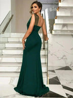 Rhinestone One-Shoulder Formal Dress – Elegant Evening Gown