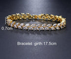 Luxury Diamond Shiny Fashion Charm AAA Cubic White Zircon Four Colors Leaf Jewelry Bracelets For Woman Elegance Wedding Party Gift - SJB-DIAMOND ELITES