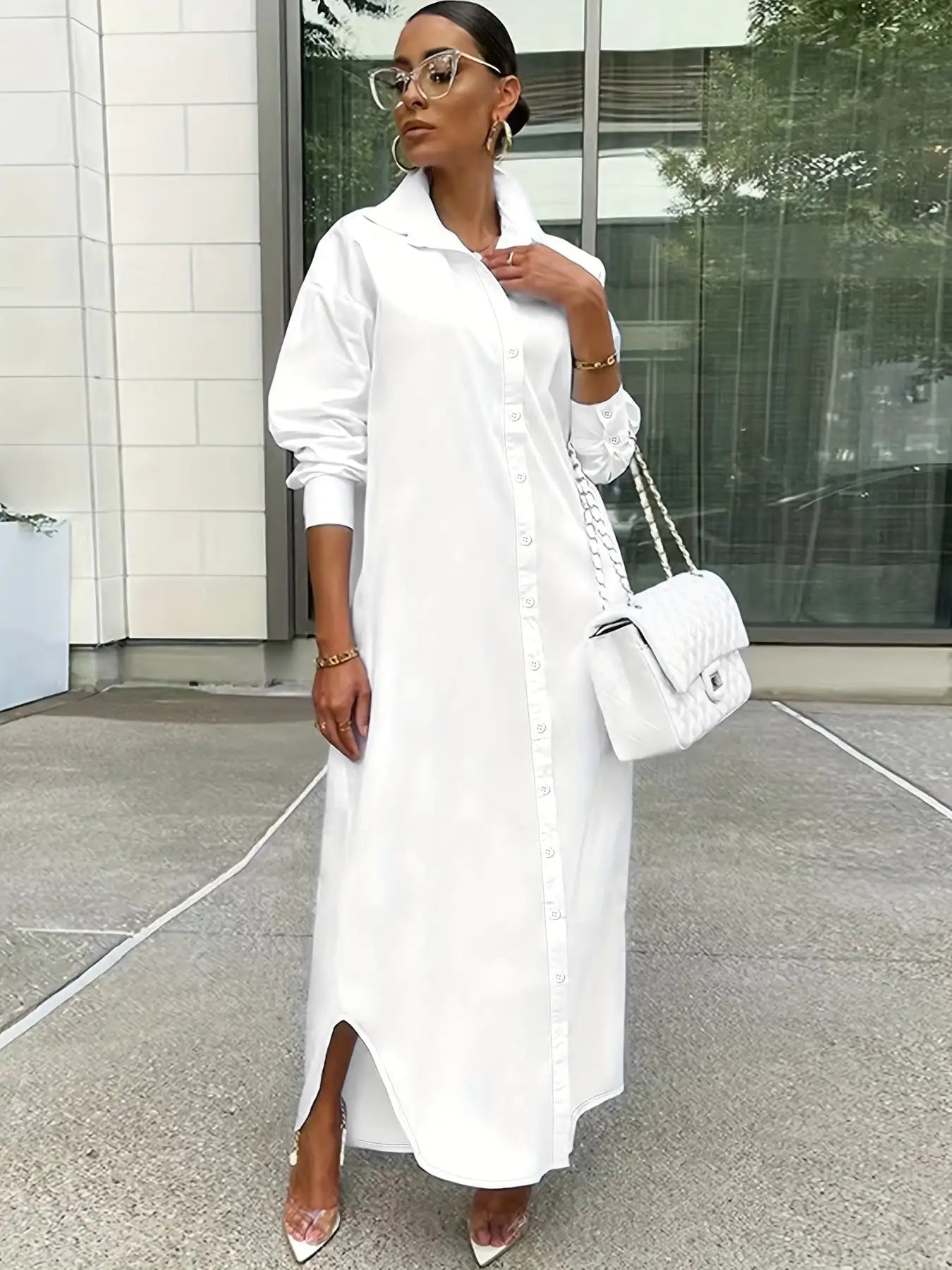Long-sleeved Casual Shirts And Dresses With Multiple Wear Methods. - SJB-DIAMOND ELITES